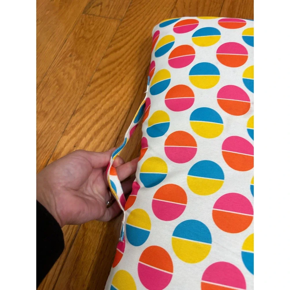 Multicolor Geometric Circle & Stripe Reversible seat Pillow with Handle 16x16